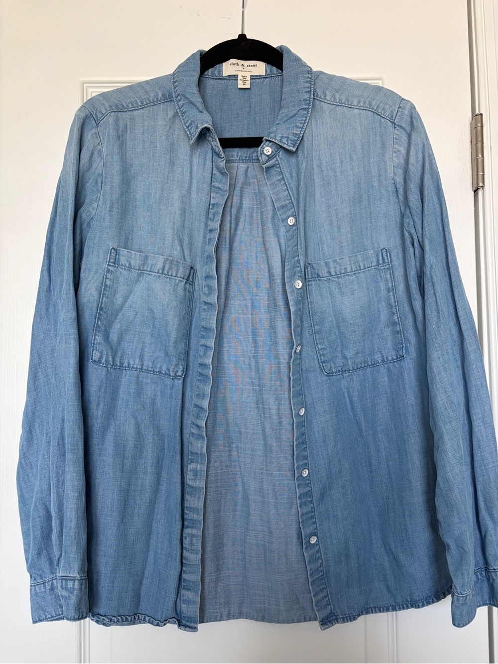 cloth & stone Anthropologie Chambray Button-Up Shirt Light Wash Tencel Womens M